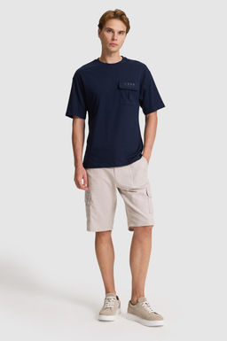 Erkek Lacivert Comfort Fit Bisiklet Yaka Ti__rt