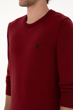 Erkek Slim Fit Bisiklet Yaka Bordo Basic Kazak - U.s. polo assn фото 7