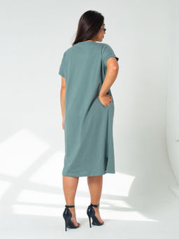 Платье женское кулирка "ГАРМОНИЯ" СЕРО-ЗЕЛЕНЫЙ