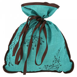 Эко-мешочек 25х30см Ботаника зеленый, на завязках, хлопок 100%, упаковка классическая ПП с подвесом 14,5х20см, Домашняя мода (Россия)