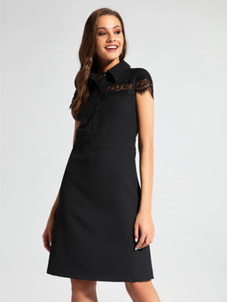 CONTE Платье-рубашка с фактурным кружевом LPL 1038 black - Conte elegant фото 4