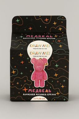 Алмазная мозаика на брелке Draw Me! Fuchsia bear, (4.5*3.5*8 см)