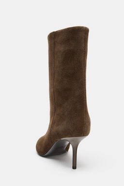LEATHER HIGH-HEEL ANKLE BOOTS - Zara фото 6