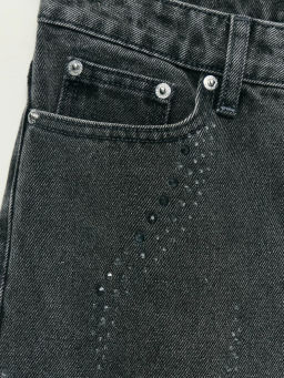 Джинсы straight с высокой посадкой со стразами / Zarina