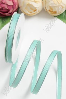 Лента репсовая с люрексом 1 см*20 ярд (SF-6002) светло-аквамариновый №218