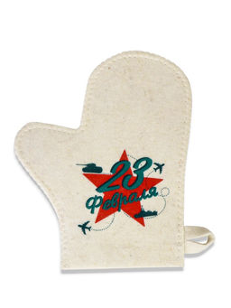 Рукавица для бани и сауны 23 февраля, полиэфир, шерсть