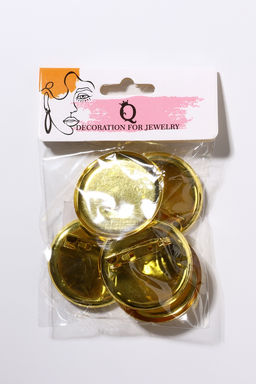 Цена за 2 шт. Основа для броши с круглым основанием СМ-367, (набор 5 шт.) 35 мм, цвет золото