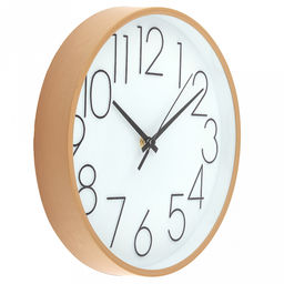 Часы настенные Веста д25см, h4см, мягкий ход, циферблат белый; цифры арабские, черный; корпус пластик, бежевый под дерево; в коробке (Китай) - Домашняя мода фото 2