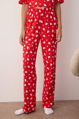 K?rm?z? %100 Pamuklu Kalpli Orme Pijama Tak?m? THMSS24PT00372
