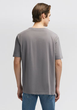 Stretch Gri Basic Tisort - Mavi фото 3