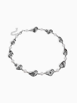 Бусы "Жемчуг Борокко", цвет белый в серебре 40+удл