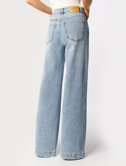 Джинсы-трубы Vilatte D54.260 деним голубые  фото 4