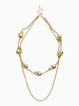Колье "Борокко", цепь, 2 яруса, цвет золото