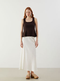 Kare Yaka Peplum Bluz