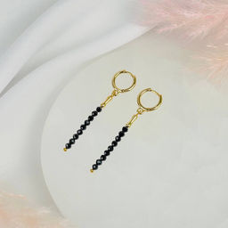 Серьги длинные из черной Шпинели