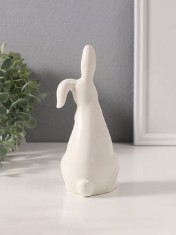 Фигурка керамика Белый кролик с зелёным бантиком, 6?6.5?16.5 см