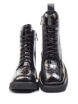 01-CG34-1 BLACK Ботинки демисезонные женские (натуральная кожа, байка)