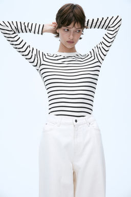 Camiseta en punto de canale - H&m фото 3