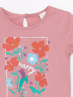 Bisiklet Yaka Bask?l? K?sa Kollu K?z Bebek Ti??rt - Waikiki фото 3