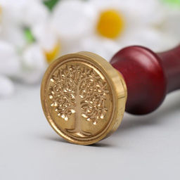 Печать для сургуча с деревянной ручкой «Деревце с молодыми листьями», 9×2.5×2.5 см