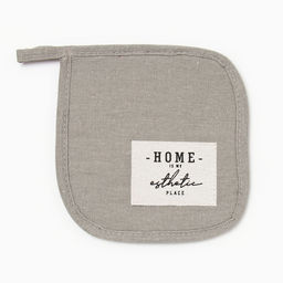 Прихватка Этель «HOME», цвет серый, 16×16 см, 50%хл, 50%лен