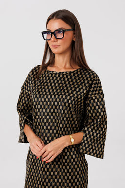 Платье Lars Style 1127 черно-золотой принт