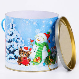 Подарочная новогодняя коробка - тубус Игра в снежки 120?120 мм - Simaland фото 4