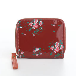 Кошелёк женский на молнии с ремешком, лакированный, синий