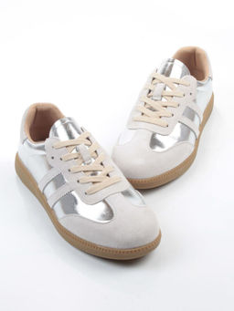 03-270-6C GREY/SILVER Кеды женские (натуральная кожа) - Фабричный китай фото 12