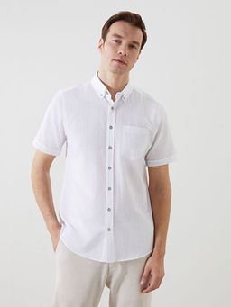 Regular Fit K?sa Kollu Arm?rl? Erkek Dokulu G?mlek