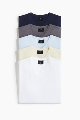 Pack de 5 camisetas con cuello de pico Slim Fit - H&m фото 2