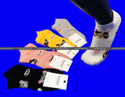 Цена за 10 пар. МИНИBS носки женские укороченные Кошки 36-41 (фактически 36-40)