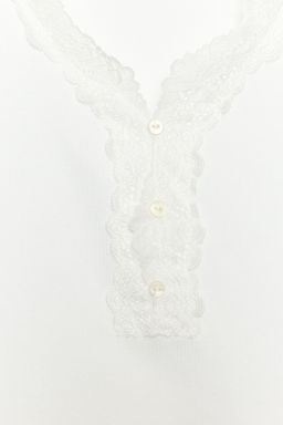 CAMISETA RIB ENCAJE / Blanco roto - Zara фото 3