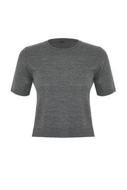 Antrasit Tas Detayl? Yumusak Dokulu Ikili Triko H?rka-Bluz TWOAW26HI00007