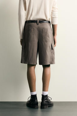 BERMUDA CARGO RELAXED FIT PLIEGUES / Marr?n / Topo - Zara фото 3