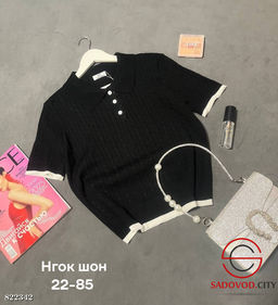 Футболка женская поло на пуговицах