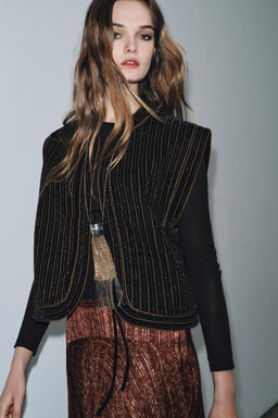 VELVET QUILTED WAISTCOAT ZW COLLECTION LIMITED EDITION