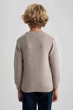 Трикотажный свитер с круглым вырезом для мальчика - Defacto фото 5