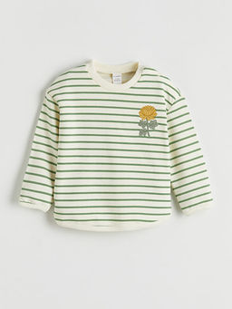 Bisiklet Yaka ?i?ek Nak??l? K?z Bebek Sweatshirt