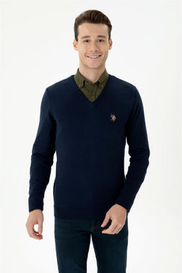 U. S. Polo Assn Мужской темно-синий базовый свитер - U.s. polo assn фото 10