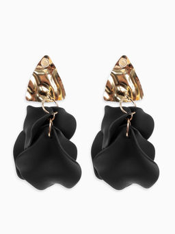 Серьги ассорти «Ветер» мятые треугольники, цвет чёрно-золотой