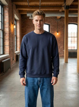 KM1873 Свитшот (кашемир) СИНИЙ