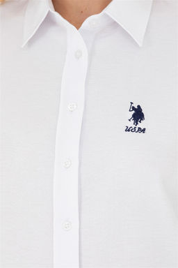 Женская белая базовая рубашка с длинным рукавом - U.s. polo assn фото 7