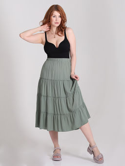 Юбка в стиле бохо из штапеля ярусная - Almond фото 15