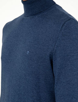 _ndigo Melanj Slim Fit Bal_k__ Yaka Basic Triko Kazak