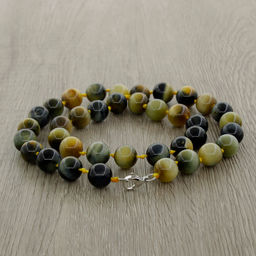 Бусы из тигрового глаза, круглые бусины 10мм, короткие 50см