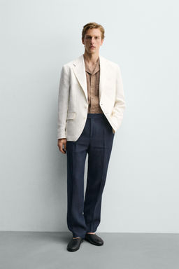 BLAZER RELAXED FIT TRAJE 100% LINO / Blanco
