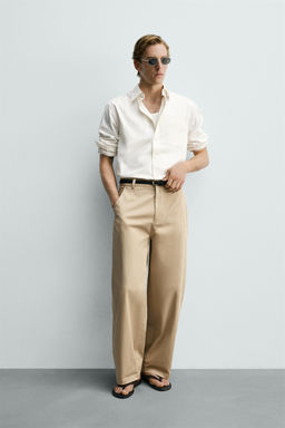 PANTAL?N WIDE FIT CROPPED / Beige