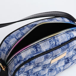 Сумка женская кросс-боди на молнии, 20.5×6.5×11.5 см, в клетку, синяя