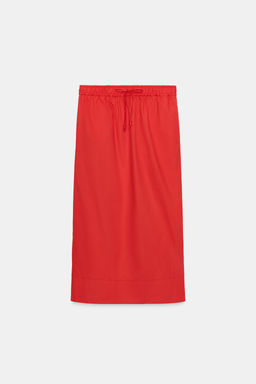 FALDA MIDI POPEL?N ZW COLLECTION / Rojo - Zara фото 4
